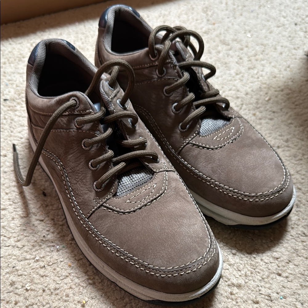 Rockport Brown and White Sneakers with Padded Collar Leather